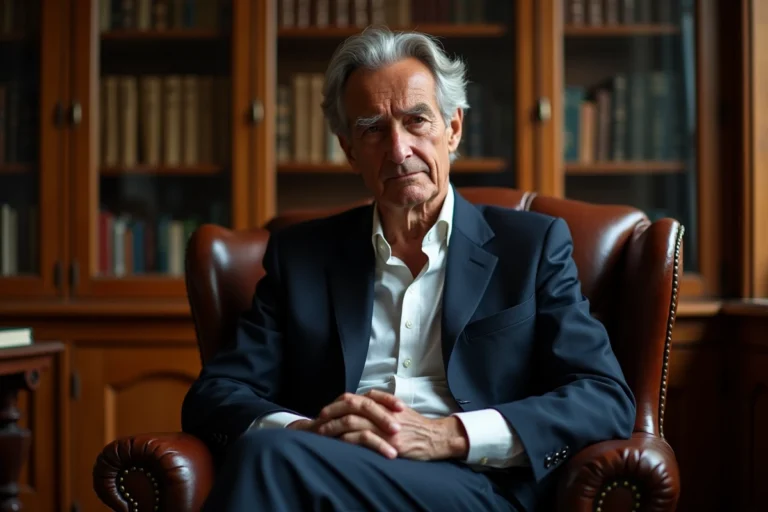Portrait d'Alain Bauer dans son bureau, air pensif et fatigué, illustrant son état de santé en 2026